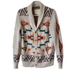 KOTO Cardigan Aztec Chucky Sweater Size XS Grandpa Shawl Collar